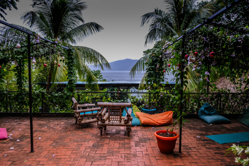 Lounge area overlooking Laguna de Apoyo