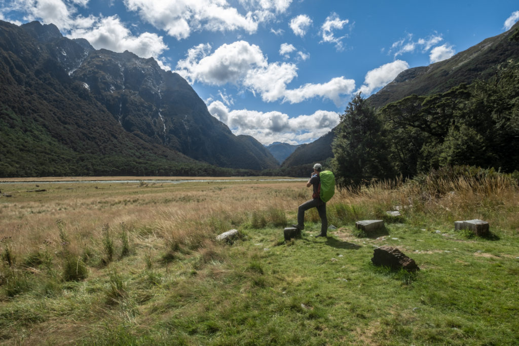 Dennis looking out at Mount Aspiring while on the Routeburn Trek