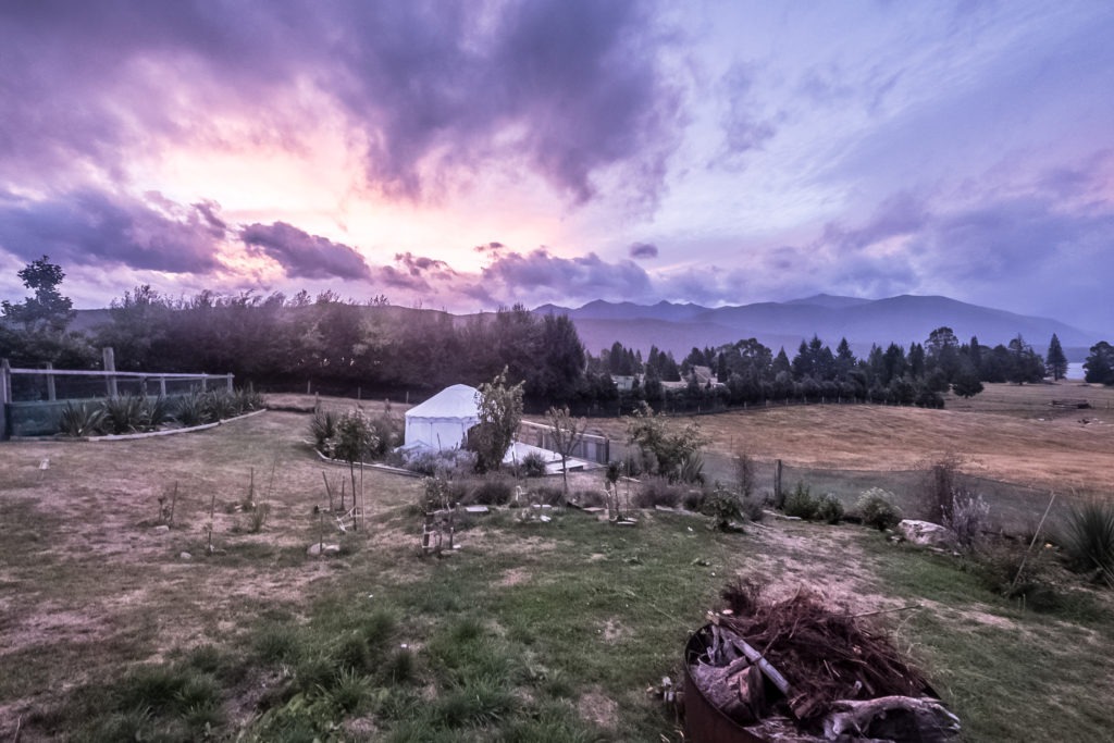 The yurt I stayed in the night before starting the Kepler Track. This photo was taken at sunset.