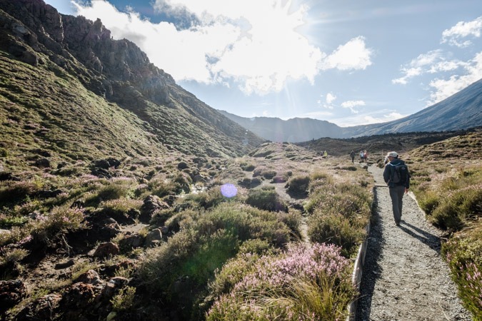 Early in the morning on the Tongariro Alpine Crossing