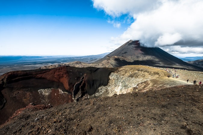 Red crater on the Tongariro Alpine Crossing