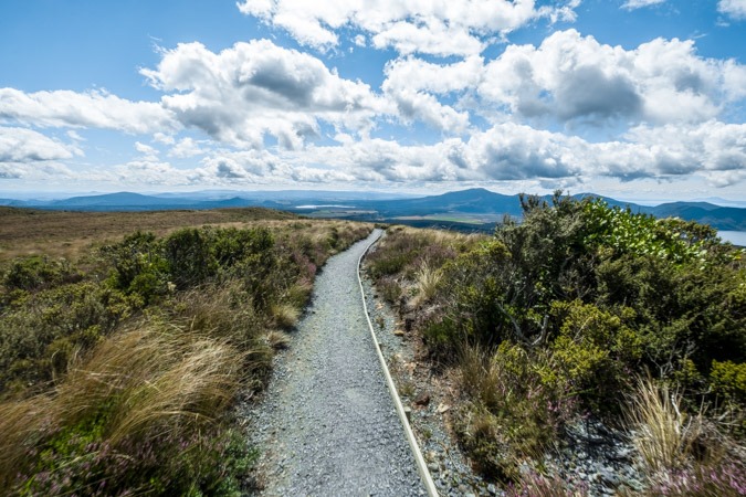 The trail down the Tongariro Alpine Crossing